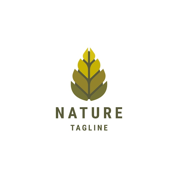 Nature leaf line logo icon design template flat vector