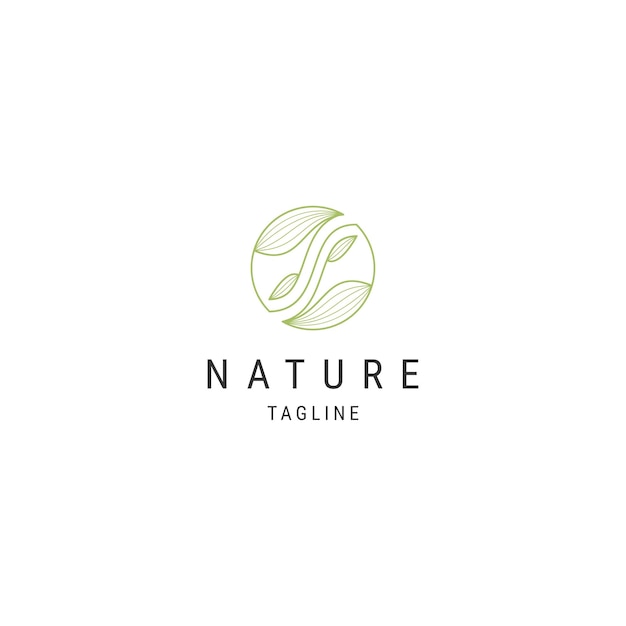 Nature leaf line logo icon design template flat vector