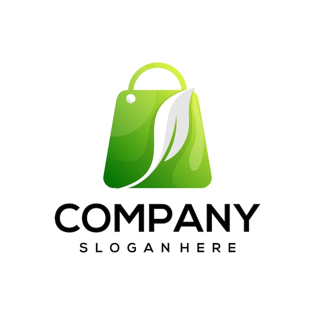 nature leaf shopping bag gradient logo design