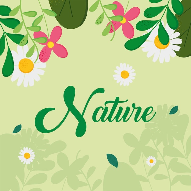 Nature lettering with flowers garden