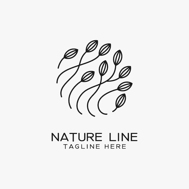 Nature line art logo design in circle style