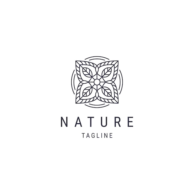 Nature line logo leaf flat style logo template