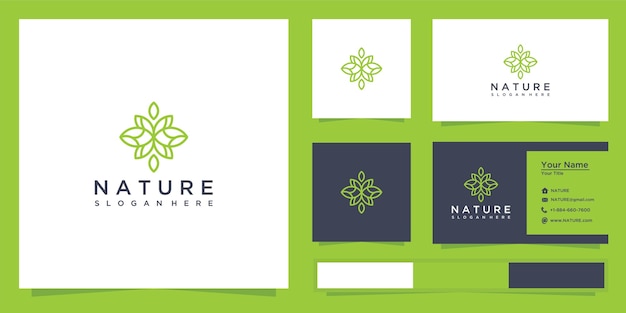 nature line logo with line style.logo design  and business card