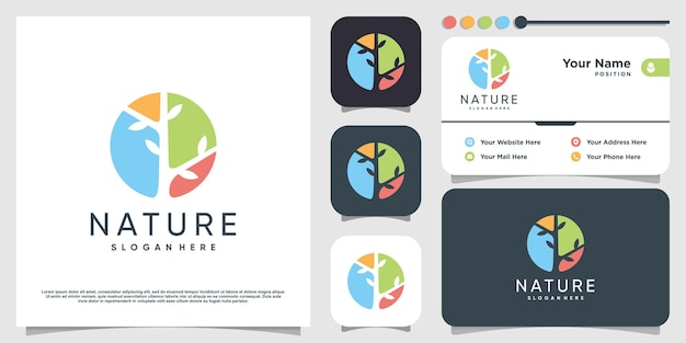 Nature logo concept with creative element style Premium Vector