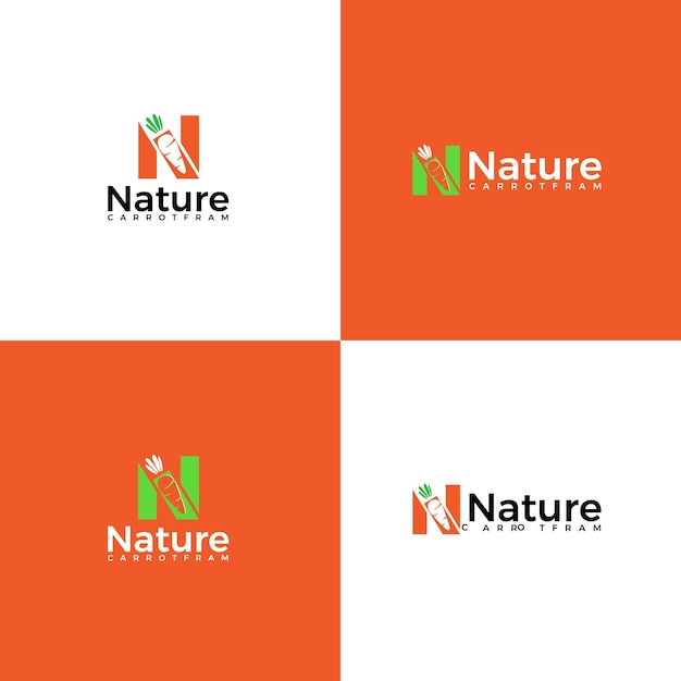 Nature logo design - Carrot logo - N letter logo