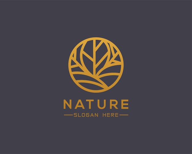 Nature logo design emblem line nature creative