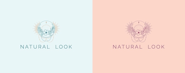 Nature logo Floral logo Flower and moon icon Floral emblem Cosmetics Spa Beauty salon