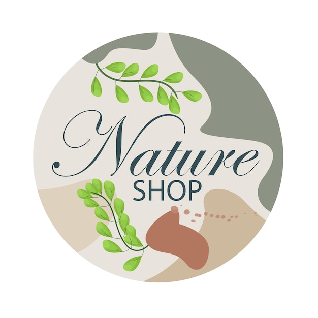 nature logo with green leaf twigs cute design vector illustrator for logos and icons