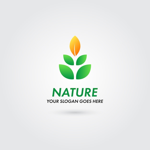 Nature Logo with Leaf Concept Template