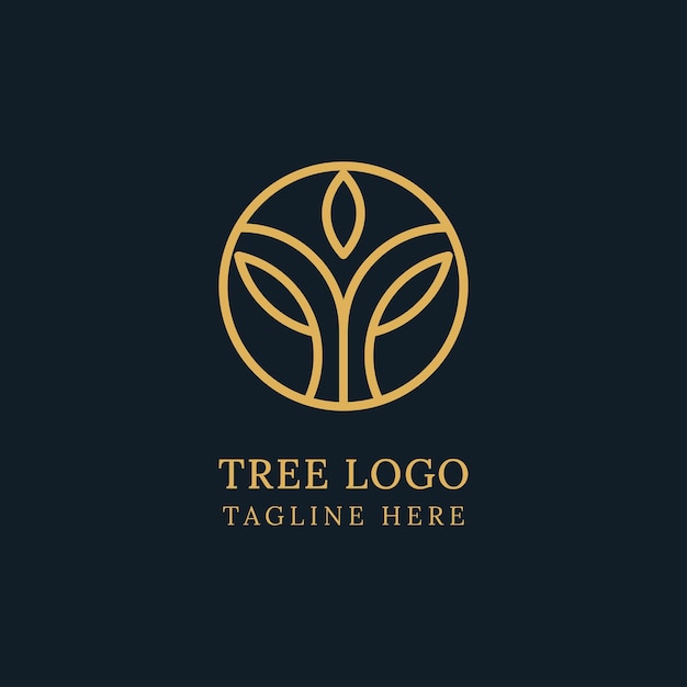 Nature logo with simple golden tree concept