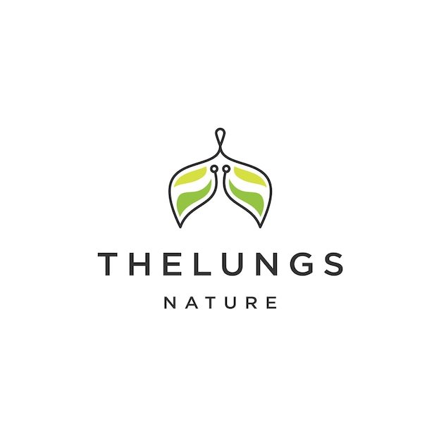 Nature lungs logo design template flat vector