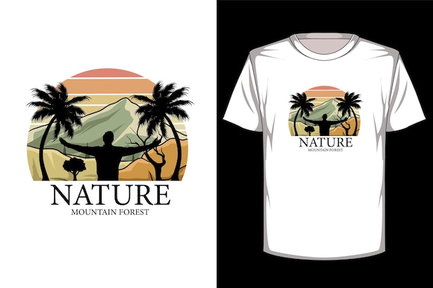 Nature mountain forest retro vintage t shirt design