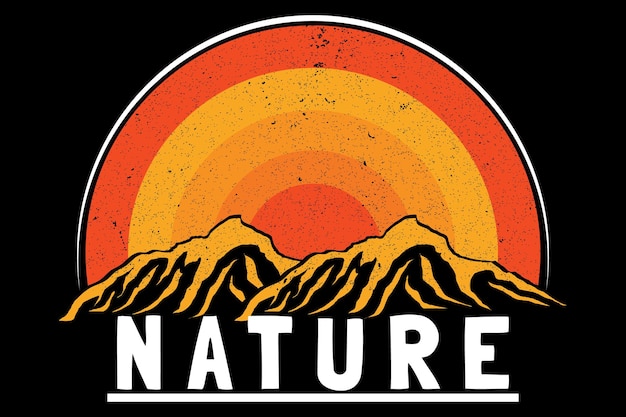 Nature mountain retro design landscape