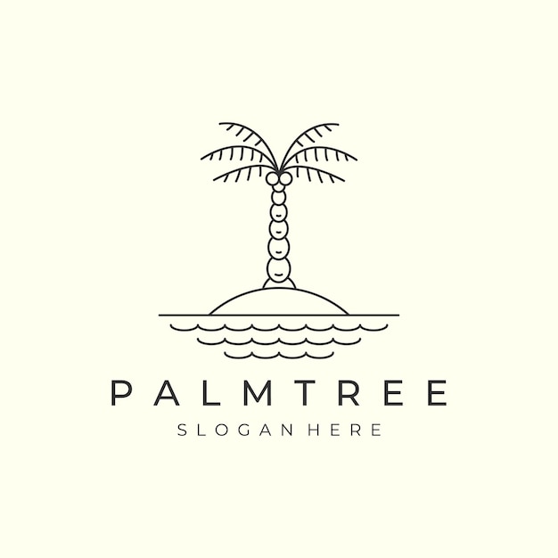 Nature palm tree with minimalist linear style logo icon template design coconut tree date palm vector illustration