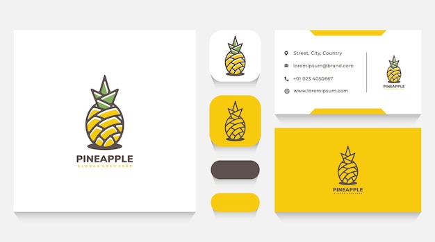 Nature Pineapple Logo Template and Business Card