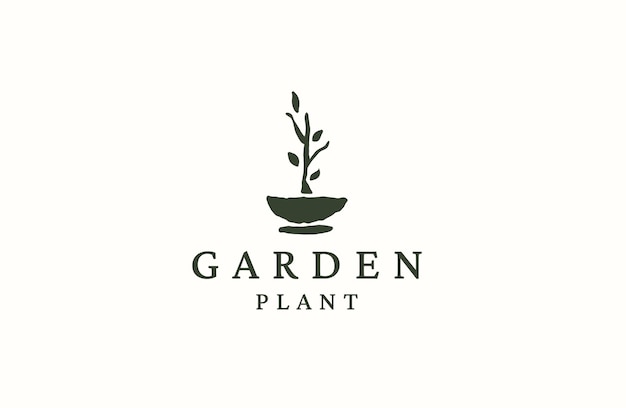 Nature plant pot logo icon design template flat vector