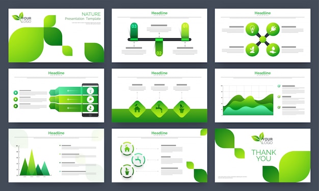 Nature presentation templates set.