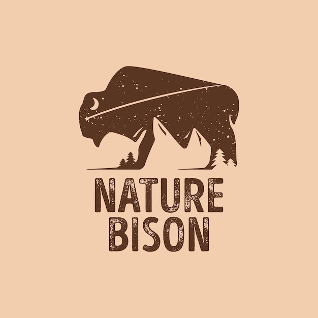 Nature Retro Bison Logo