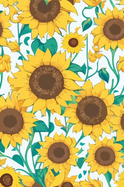 Nature's Symphony Sunflower and Wild Flowers Vector