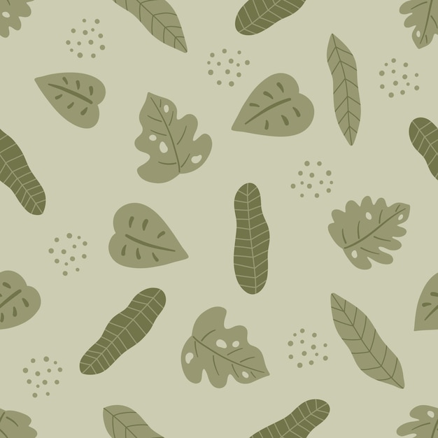 Nature seamless pattern with palm leaves