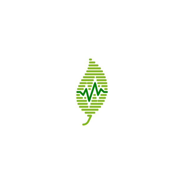 Vector nature sound wave, leaf pulse. vector logo icon template