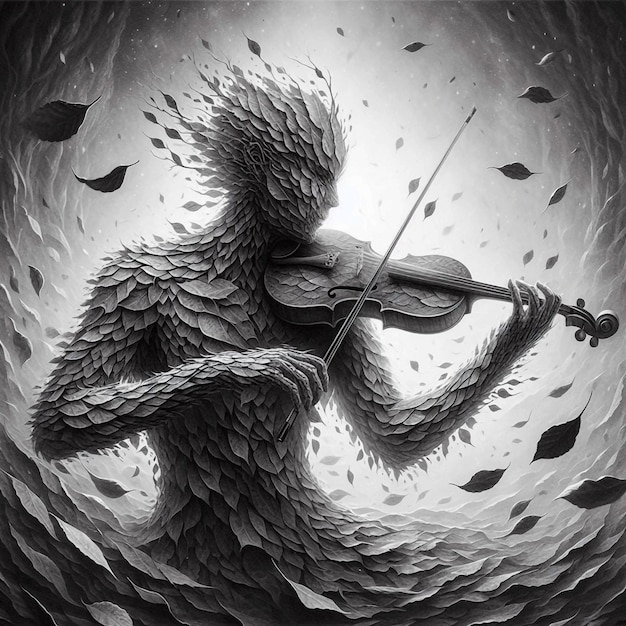 Vector nature spirit playing a violin