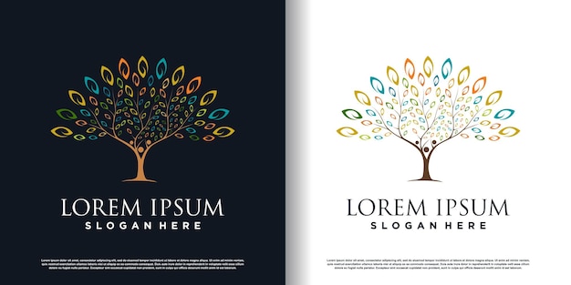 Nature tree logo with creative concept design premium vector