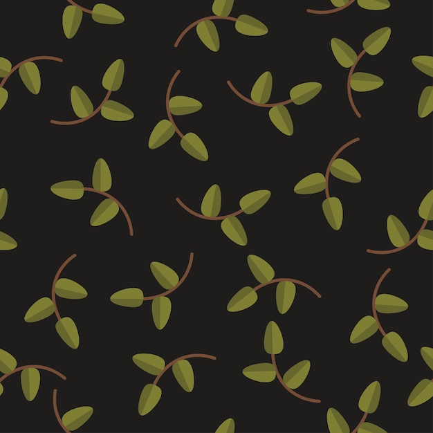 Nature vector branches on a black background pattern