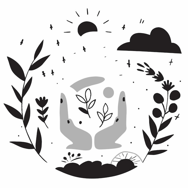 nature vector illustration doodle line art