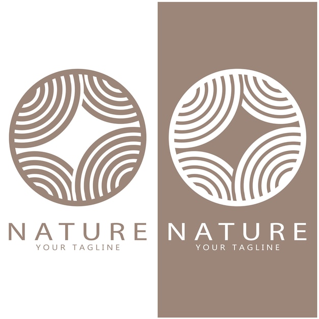 Nature vector logo with trees rivers seas mountains business emblems travel badges ecological health