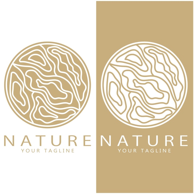 Nature vector logo with trees rivers seas mountains business emblems travel badges ecological health