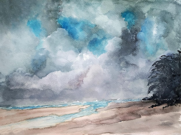 A nature watercolor landscape background painting on paper