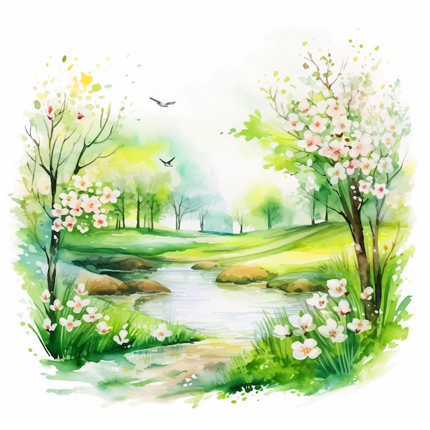 Nature watercolor painting