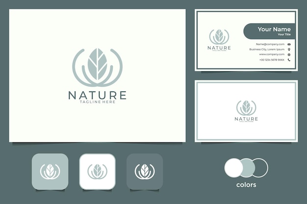 Nature with leaf logo design and business card