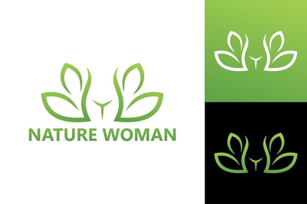 Nature woman body logo template premium vector