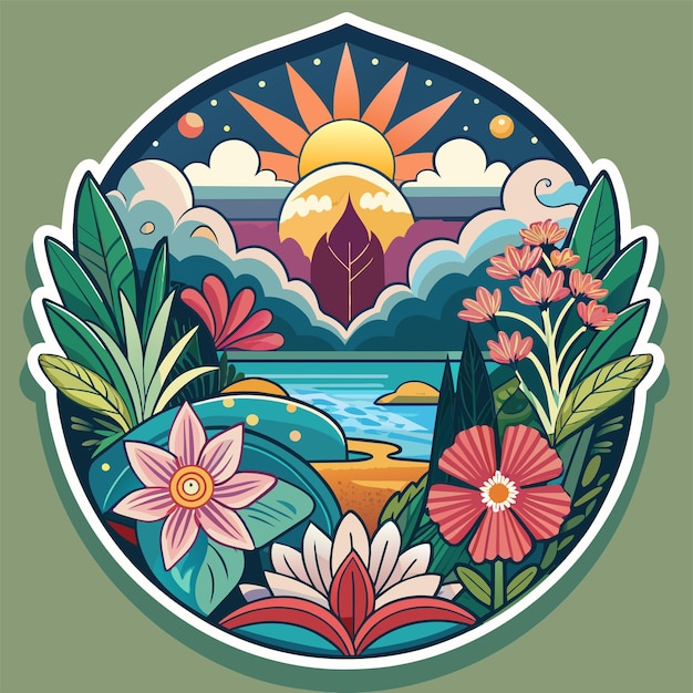 Natures Beauty Design a sticker featuring intricate floral patterns for tshirt sticker