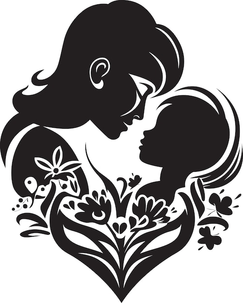 Natures Love Bond Maternal Emblem Floral Harmony Heartwarming Vector