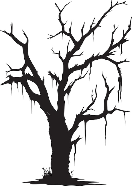 Natures Tranquility A Dead Tree in Black Vector Hushed Reverence Monochrome Depiction of a Lifeless