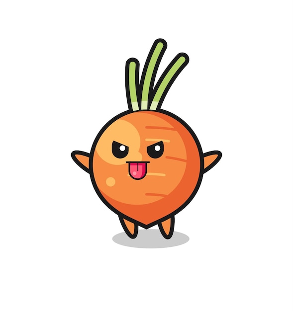 Naughty carrot character in mocking pose