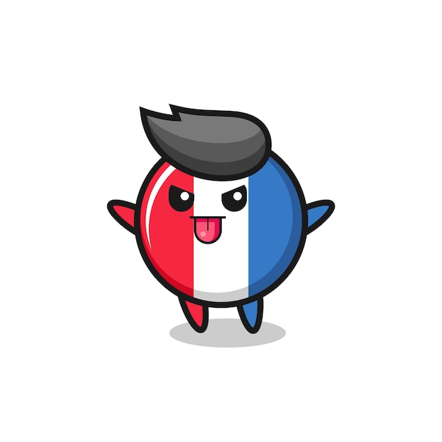 Naughty france flag badge character in mocking pose