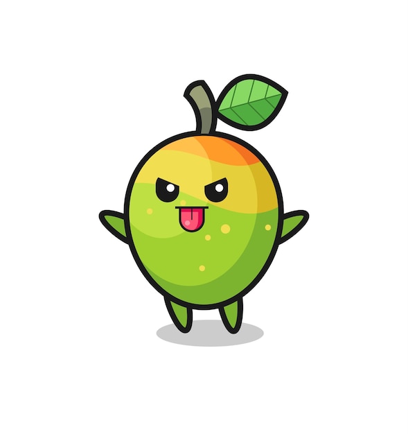 Naughty mango character in mocking pose , cute style design for t shirt, sticker, logo element