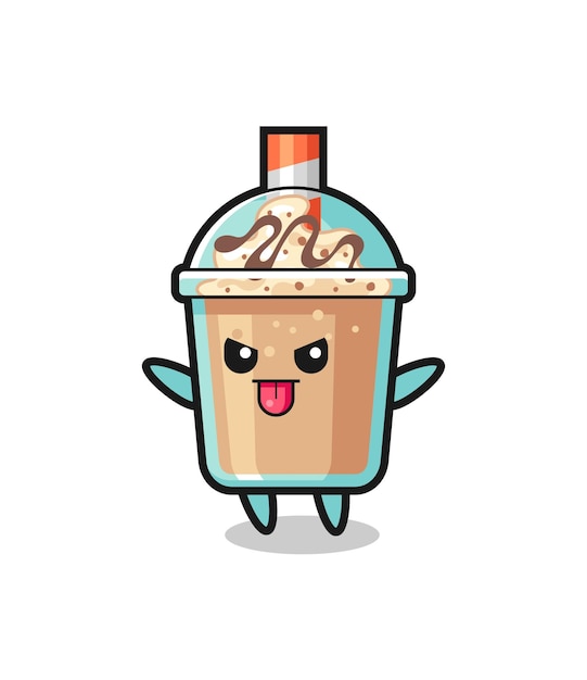 Naughty milkshake character in mocking pose , cute style design for t shirt, sticker, logo element