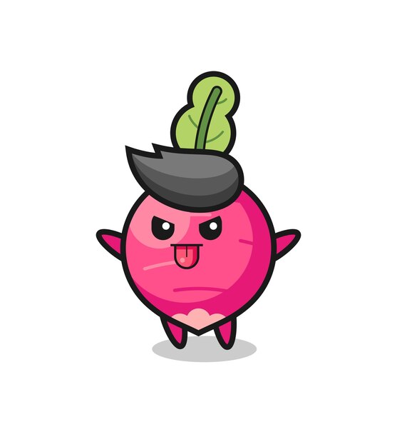 Naughty radish character in mocking pose , cute style design for t shirt, sticker, logo element