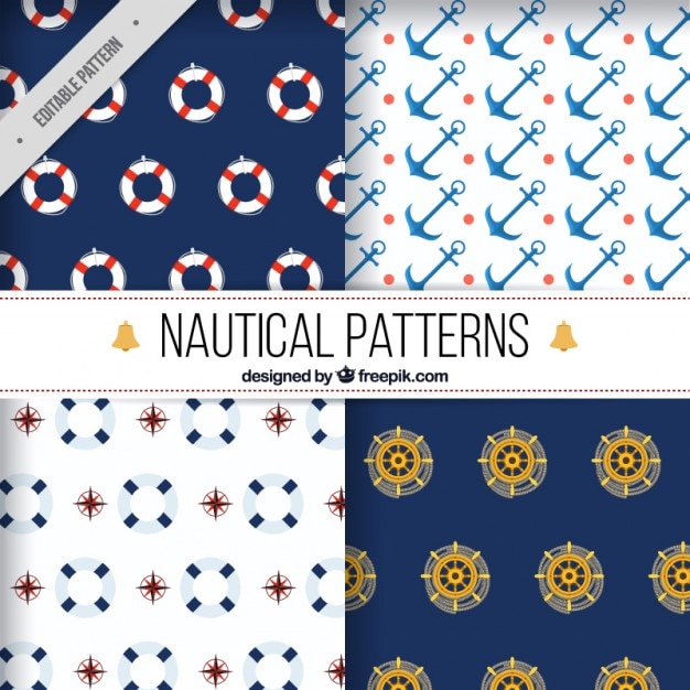 Vector nautical elements patterns pack