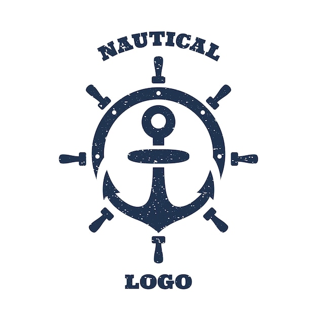 Nautical logo with a lighthouse and anchor