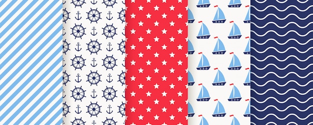 Nautical, marine seamless pattern. illustration. Sea backgrounds.