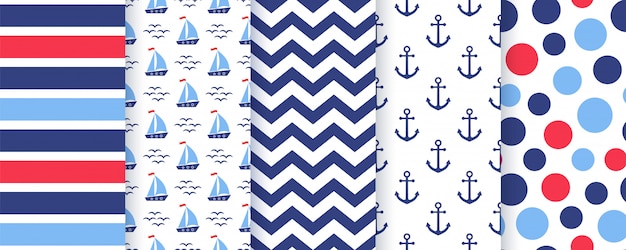 Nautical, marine seamless pattern.   illustration. Sea backgrounds.