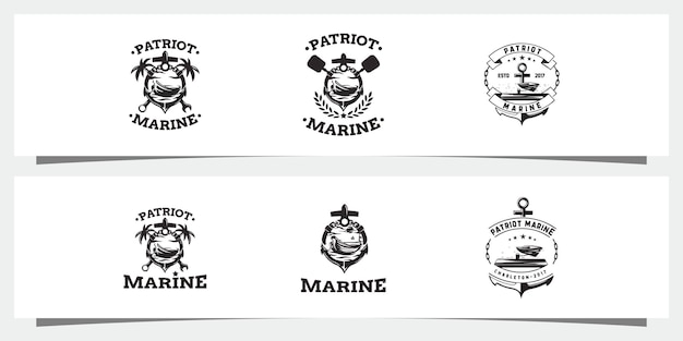 Nautical monochrome set logos Free Vector