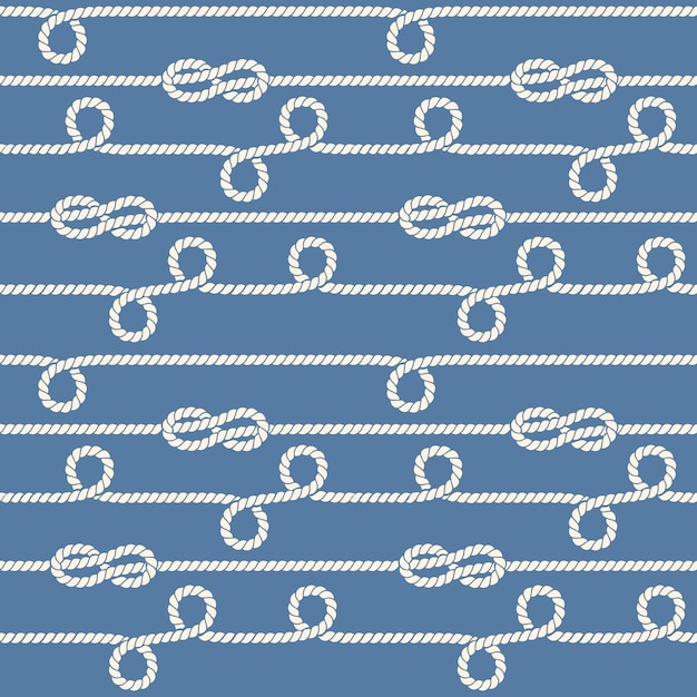 Nautical ropes and knots vector seamless pattern