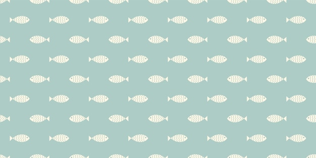 Nautical seamless pattern with swimming cartoon fish